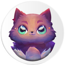 Cute Cartoon Fantasy Cat - Circle Sticker Decal 3 Inch