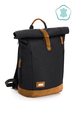 Fillikid Wickelrucksack Rolltop Berlin schwarz melange