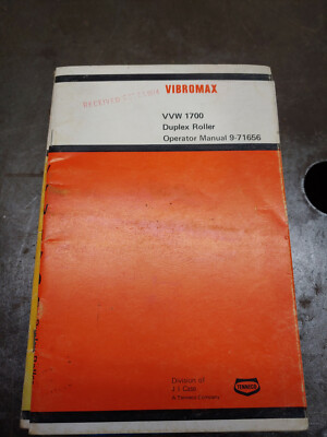 CASE VIBROMAX VVW1700 DUPLEX ROLLER OPERATIONS MANUAL 9-71656