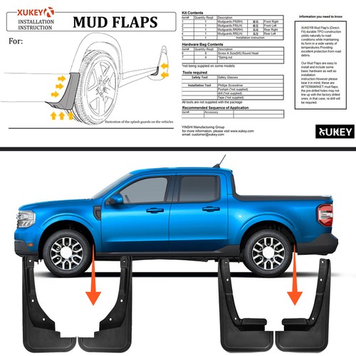 Splash Guard Mudguard Mud Flaps Mud Guards Fenders For 2022- 2025 Ford Maverick - Picture 3 of 10