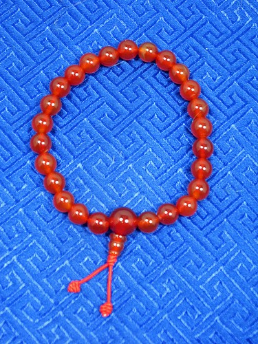 USA Seller Large 8MM 25 Bead Tibetan Buddhist Bright Carnelian Wrist Mala Nepal - Picture 5 of 6