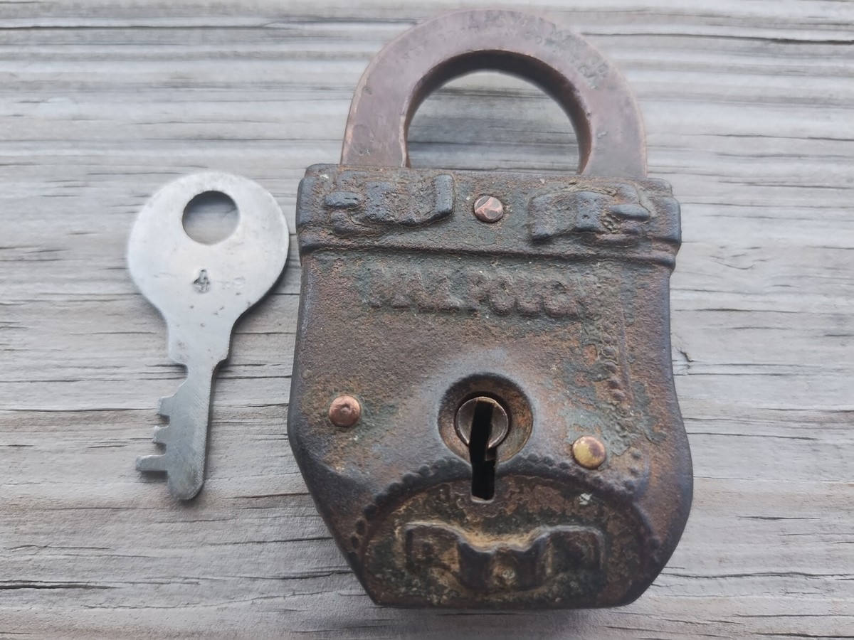 Vintage Russell & Erwin Mail Pouch Lock wIth Numbered Key | eBay