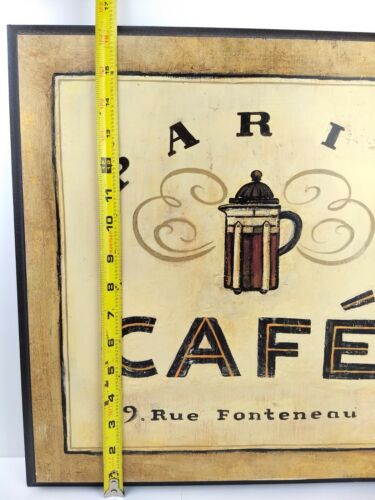 Cafe Vinyl on Wood Plaque/Frame Home Wall Decor Art Paris French Press 16.5" - Picture 6 of 10