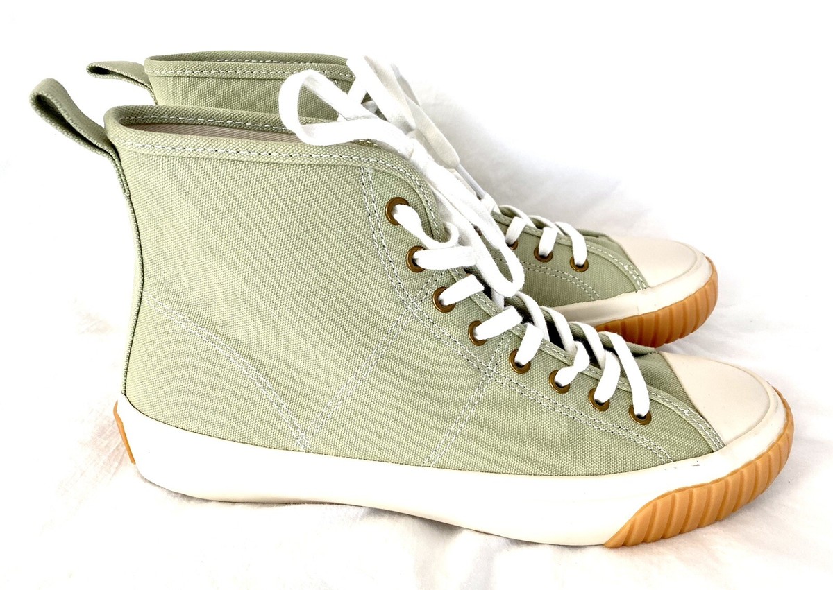 J Crew Size 8H Women Green High Top Canvas Sneakers 
