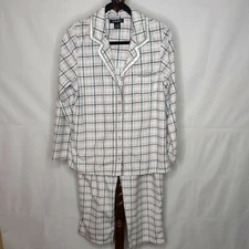Earth Angels Intimates women's M 2-pc. pajama set fleece top & pants multi plaid