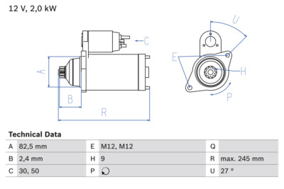 Bosch 0 986 021 220 Starter for Audi, Seat, Skoda