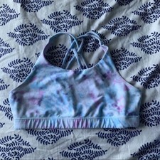 Athleta Blue Tie Dye Sports Bra Wireless Athletic Youth Girls Size L Large 12