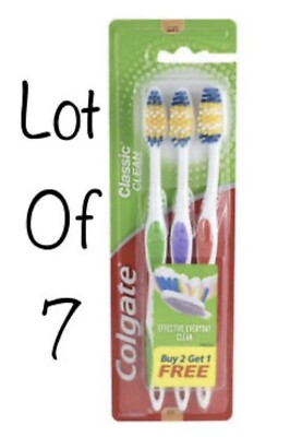 7- Colgate Classic Clean Toothbrushes 3 Pack ~ Soft Bristles ( Lot Of 7 )