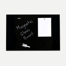 Tempered Glass Dry Erase Write On Board Set Black with Whiteboard Marker