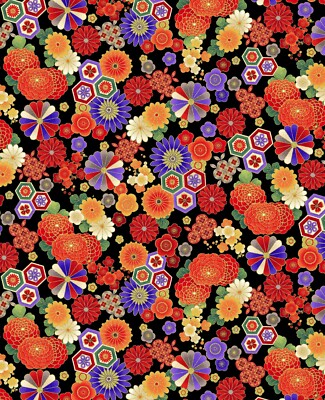 Stoff 100% Baumwolle Timeless Treasures Koko Floral Geo 1/2 Meter verkauft