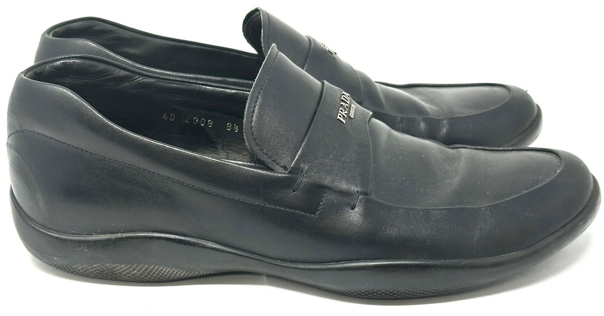 PRADA Milano Black Loafers 4D 1645 PRADA LEATHER MONOLITH LOAFERS  main image 2