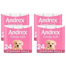 Andrex Toilet Roll Family Soft Fragrance-Free 2 Ply Toilet Paper, 96 Rolls