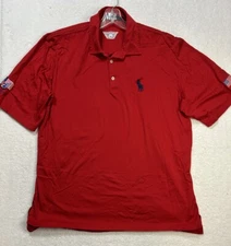 Polo Golf Ralph Lauren Mens Size XL Red Patriot Cup Short Sleeve Polo Shirt (M1)