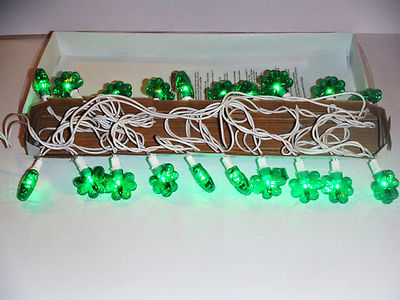 ST PATRICKS DAY SHAMROCK LIGHTS 20 CT..STRING LIGHTS. UNIQUE HARD TO FIND.