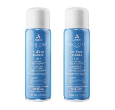 2pk Andis Cool Care Plus 5in1 Clipper Trimmer Blade Cleaner Lubricant Cool Spray