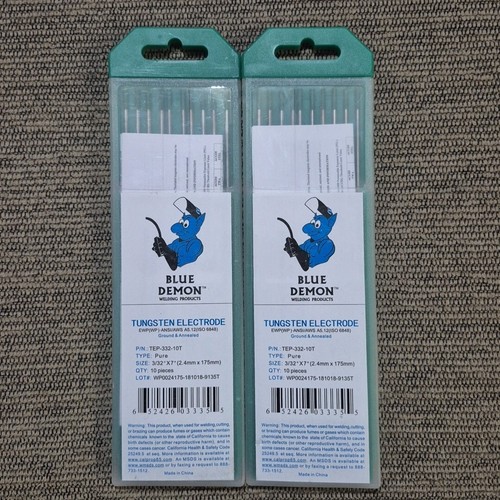 ๐บ๐ธ (20 Total) Blue Demon Pure Tungsten Electrode 3/32" x 7" TEP-332-10T