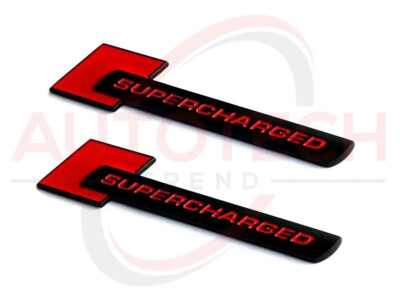 Set of 2 Audi Gloss Black SuperCharged Badge 3D Emblem Side Fender A4 A5 A6 A8
