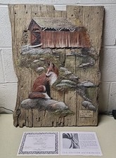 GEORGE TURNER 1996 LIMITED EDITION HAND PAINTED RELIEF SCULPTURE "RED FOX" ART