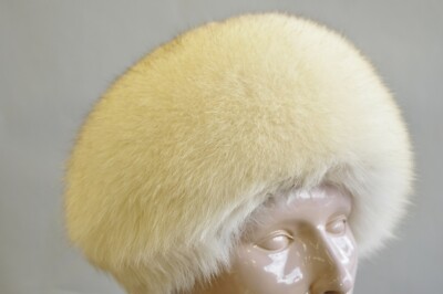 Don Anderson Fox Fur Trim Knitted Beanie Hat Vintage Don Anderson White Fox Fur Winter Women main image 2