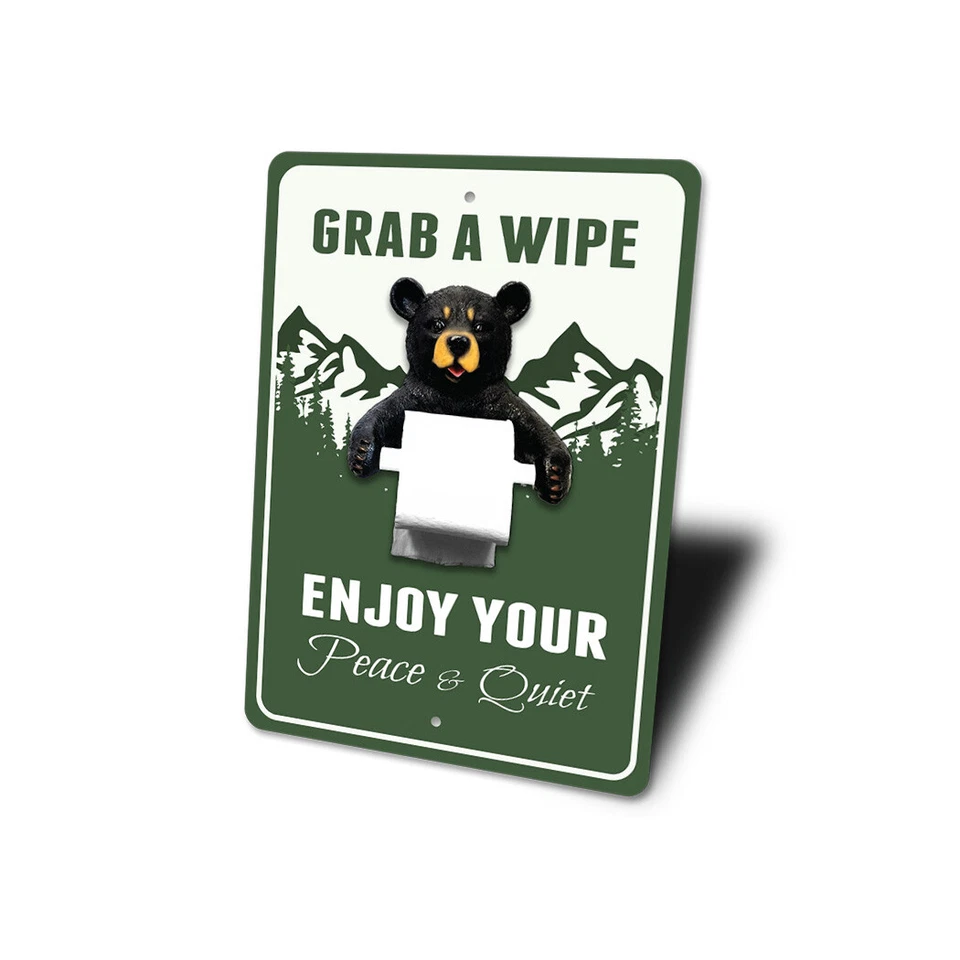 Letrero metálico de papel higiénico Grab A Wipe Bear Foto 4 de 4