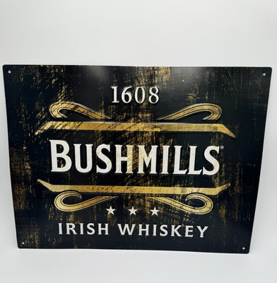 Bushmills Irish Whiskey Tin Sign 24x18 Oldest Distillery 1608 Metal Tacker Decor