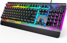 Wired Gaming Keyboard, RGB Backlit Keyboard with Metal Panel Design