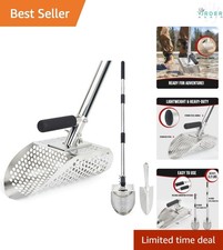 Sand Scoop Stainless Steel 11x6 In Sand Sifter with Long Handle for Beach Tre...