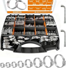 Hose Clamp Assortment 200PCS Hose Clamp 304 Stainless Steel Kit Adjustable 1/4"