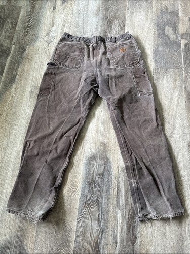 VTG Carhartt B136 DKB Pants Mens Double Knee Brown Canvas Faded Carpenter 38x34 - Picture 7 of 8