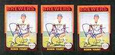 (3) Robin Yount Brewers Signed Rookie Baseball Card Reprint 1975 Topps Faux Auto