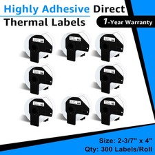 8Rolls 2.4in x 3.9in White Paper Shipping Labels DK-1202 For Brother QL-500/700