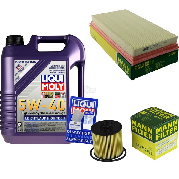 Mann Inspektionspaket 5L Liqui Moly 5W-40 FüR VW Touran 1.6 FSI Golf V 1.4 Polo-image