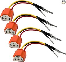 2 PCS 9003 HB2 Wiring Harness Headlight Socket, 16AWG Ceramic Headlight 4pcs