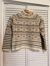 AVENTURA Sweater Knit Fair Isle Women Size Small S Winter NEW $139 Melrose Egret