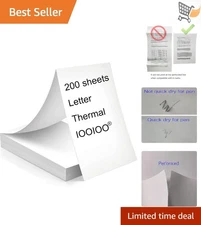 8.5 x 11 Inch Thermal Printer Paper Continuous Folded 200 Pages for SharpFox