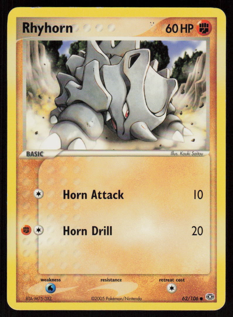 Rhyhorn 62/106 Common Emerald Pokemon Near Mint