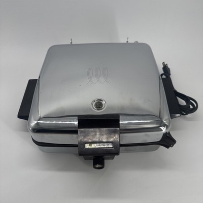 VINTAGE Toastmaster (259A) Chrome Waffle Maker / Griddle Combo [TESTED/WORKS]