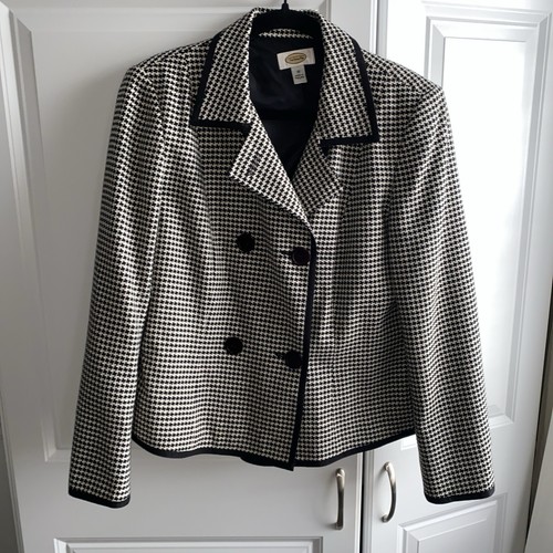 Talbots Hahnentritt Blazer Jacke Damen 10 Wolle Seide Poly Mischung Vintage - Bild 4 von 15