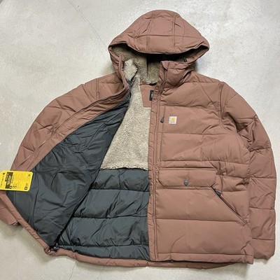 Carhartt Montana Puffer Jacket Sherpa Lined Hooded Nutmeg Womens