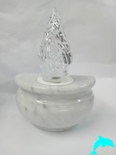LAMPADA A MEZZA LUNA IN MARMO BIANCO PER LOCULI LAPIDI CIMITERO
