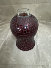 Ruby Red Mosaic Tile Glass Wall Sconce Light Fixture Squares Checkered 