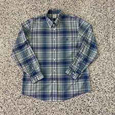 Brooks Brothers Milano Dress Shirt Mens XL Oxford Check Blue Green Button Down