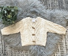 Zara Baby Girls Cable Knit Chunky Sweater With Wooden Beads And Lace Size 9-12m