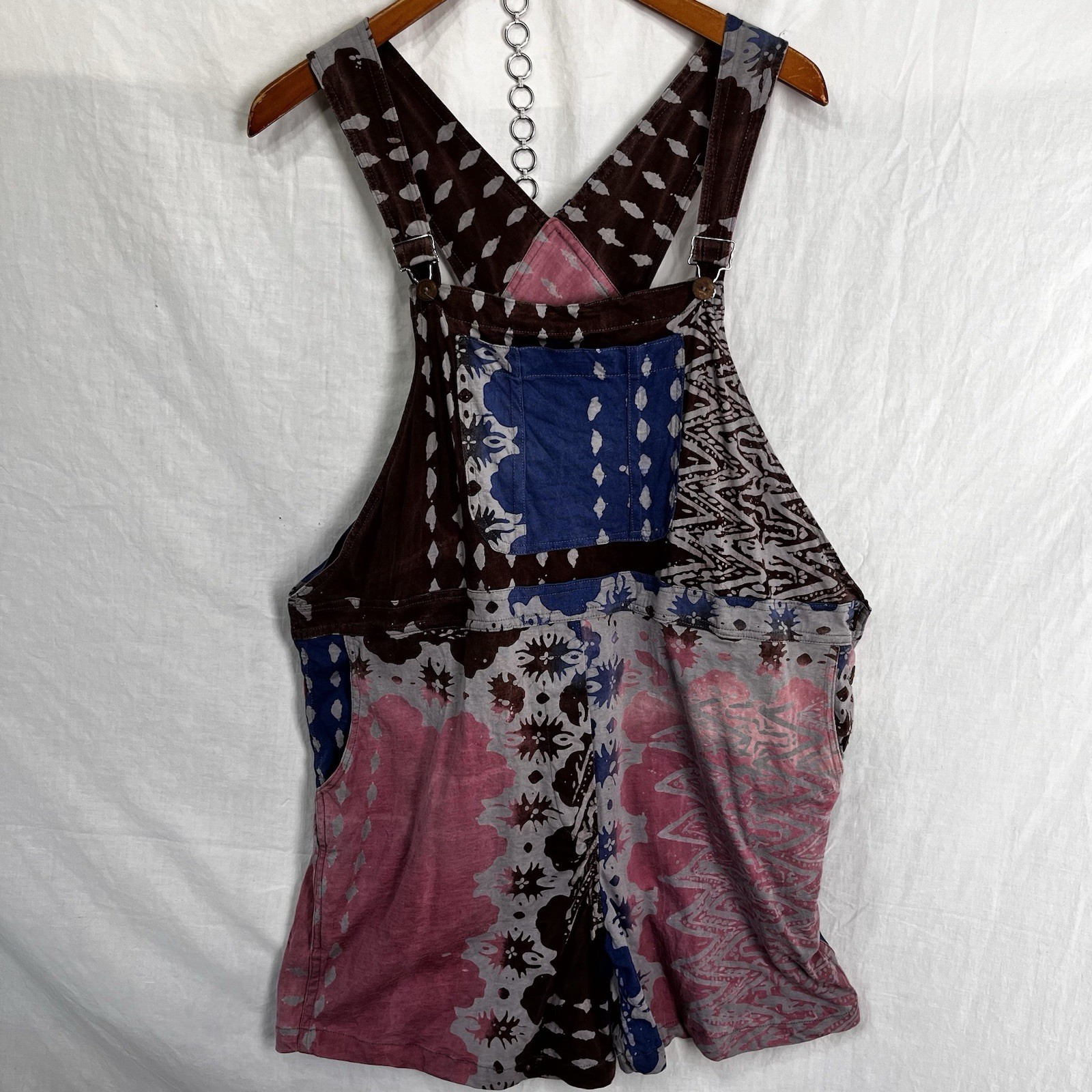 Batik Patchwork Shortalls Medium Large Colorful C… - image 22