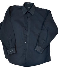 Pierre Cardin Modern Fit Dress Shirt Black Solid XL 17-17.5 34/35 Men