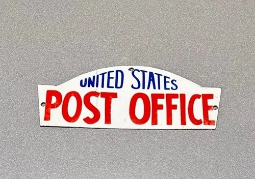 VINTAGE 12” UNITED STATE POST OFFICE PORCELAIN SIGN CAR GAS OIL TRUCK MOTORCYCLE