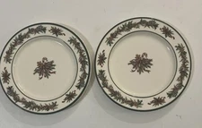 2  Vintage R. H. Macy & Co. Inc. The Cellar  Green Trim 7.5” Dessert/Bread Plate