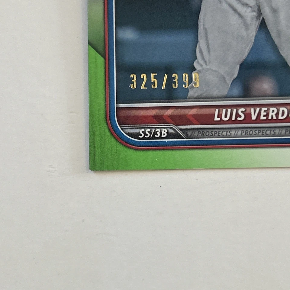 2022 Bowman Prospects Neon Green Border /399 Luis Verdugo #BP-147 - Image 2 of 4