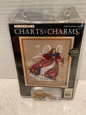 NEW NOS Dimensions 72303 Guiding Angel Charts & Charms Christmas 12 x 15''  1996