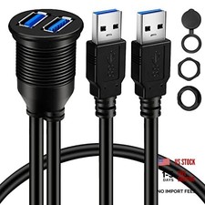 2 Ports Dual USB 3.0 Male to USB 3.0 Female AUX Flush Mount Car Mount 1pcs 1ft